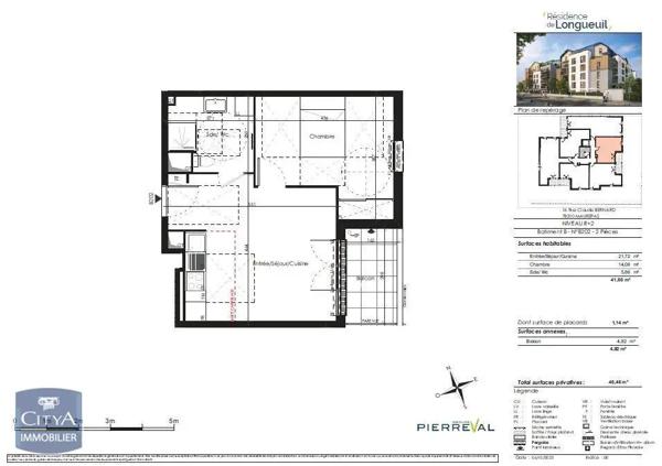 Appartement à louer 2 pièces 41.66m²