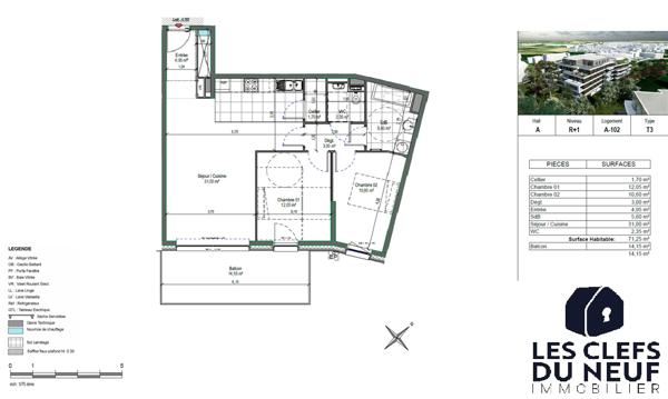 Appartement 3 pièce(s) 72 m2 + terrasse de 15 m² ! ARRAS !