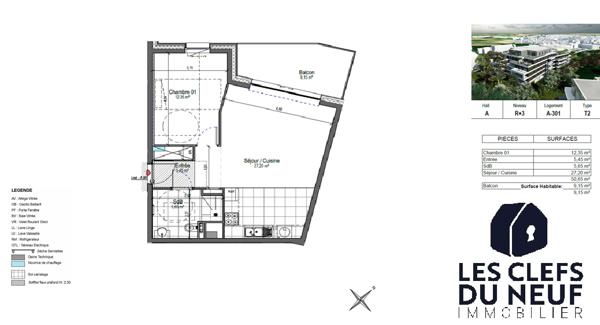 Appartement 3 pièce(s) 72 m2 + terrasse de 15 m² ! ARRAS !