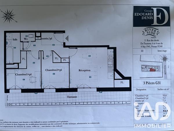 Appartement à vendre 3 pièces 53 m² Persan