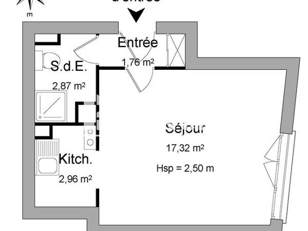 Location Studio 24.91 m² - 2 RUE DE LA RONDE Metz Devant Les Ponts 57050