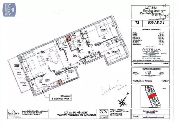 Appartement à louer 3 pièces 75.05m²