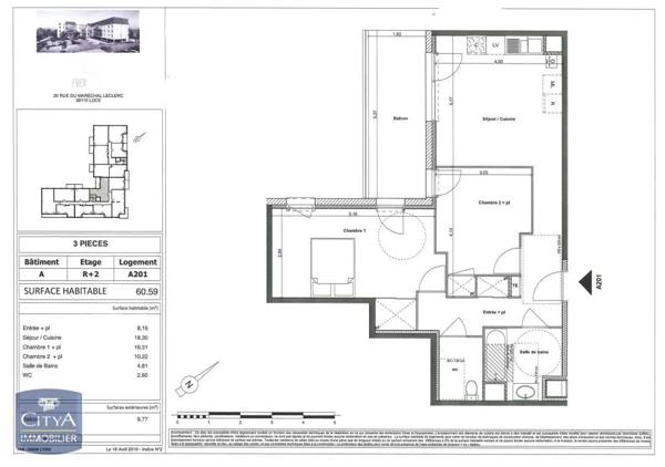 Appartement à louer 3 pièces 60.85m² Lucé (28110)