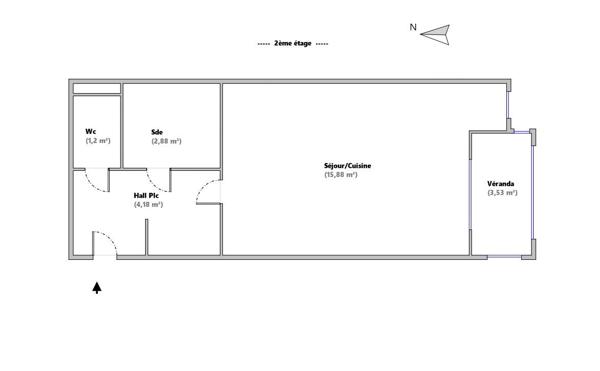 Studio avec loggia/véranda