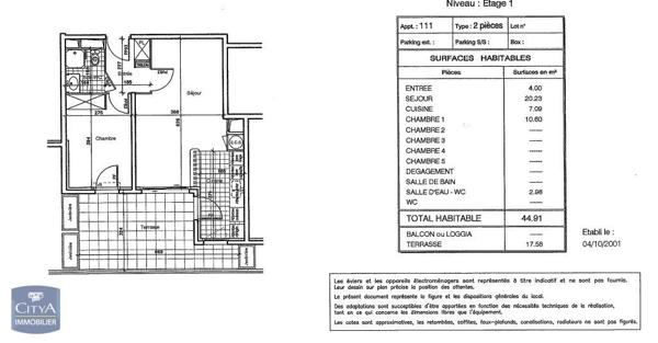 Appartement à louer 2 pièces 44.91m²