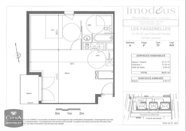 Appartement à louer 2 pièces 43.46m² Lormont (33310)