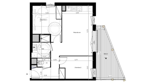 Appartement à vendre 3 pièces 55 m² Tours