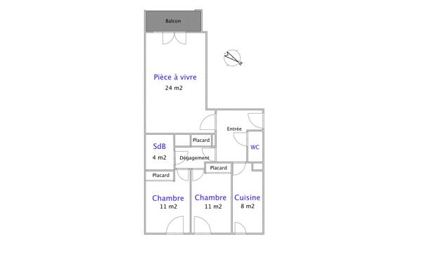 Appartement 3 pièces - 67 m² Exclusivité efficity