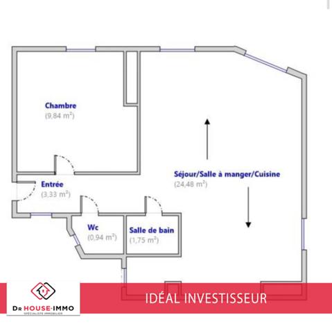 Appartement à vendre 2 pièces de 40 m²