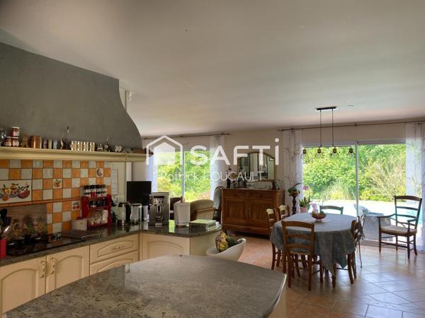 Maison de plain-pied, piscine + terrasse couverte