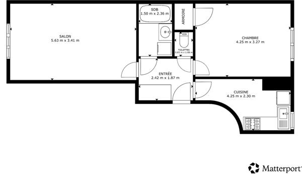 Appartement Paris 2 pièce(s) 48.57 m2