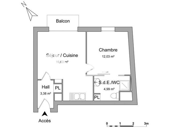 Location Appartement 2 pièces 40.03 m² - 10 RUE BAYART Armentieres 59280