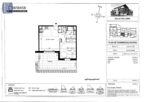 Appartement à louer 2 pièces 43.49m²