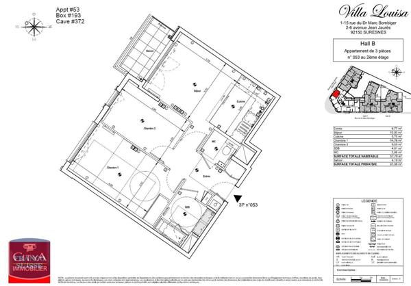Appartement à louer 3 pièces 57.79m²