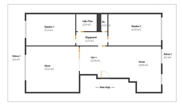 Appartement 3 pièces - 82 m² Exclusivité efficity