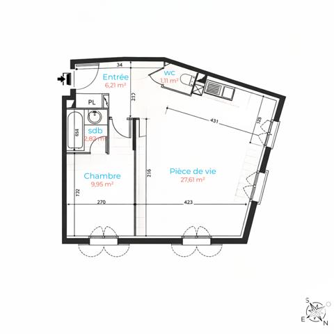 Appartement à vendre 2 pièces 47,7 m² Villiers-sur-Marne