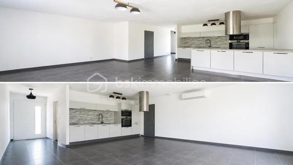 Belle maison contemporaine de 2020, située à Milhaud dans un lotissement familial calme, à proximité immédiate des écoles, des commerces et avec un accès rapide à Nîmes.

Implantée sur une parcelle de 315 m², la maison bénéficie de deux places de stationnement devant l’entrée, d’un garage attenant et d’un jardin agréable et facile d’entretien avec point d'eau. Elle repose sur vide sanitaire, gage de qualité et de pérennité de la construction.

Au rez-de-chaussée, l’entrée dessert un bureau de 7 m², un WC indépendant et une belle pièce de vie lumineuse exposée sud-ouest de plus de 30 m² avec cuisine ouverte équipée. Le séjour s’ouvre sur une grande terrasse et le jardin grâce à une baie vitrée, prolongeant naturellement l’espace de vie vers l’extérieur. Un accès direct au garage complète ce niveau.

À l’étage, le couloir distribue trois chambres dont une avec son dressing ainsi qu’une salle de bain avec WC.

La maison développe 82,08 m² loi Carrez pour 95,43 m² au sol, avec des volumes bien optimisés et une circulation fluide entre les pièces.

Côté performance énergétique, le bien affiche un DPE A avec une estimation des coûts annuels comprise entre 370 € et 550 €. 
La maison est entièrement climatisée et équipée de :

• 6 panneaux photovoltaïques (auto consommation et revente)
• Pompe à chaleur air/air
• Chauffe-eau thermodynamique 
• Adoucisseur d'eau 
• Alarme (Verisure)

Un confort thermique garanti, été comme hiver, pour des charges maîtrisées toute l’année.

La maison fait partie d’une ASL gérée par un syndic professionnel.

Charges ASL : 300 €/an 
Taxe foncière environ 1600 €/an.
Un audit des compteurs d’eau est actuellement en cours.

Construction récente, assurance décennale, aucun travaux à prévoir, climatisation, faibles charges énergétiques, garage, terrasse et jardin. Un bien rare sur le secteur, idéal pour un premier achat ou une famille souhaitant s’installer durablement.

Deux photos ont été générées par intelligence artificielle afin d'offrir une vision globale du potentiel de la pièce de vie.

📞 Contacter Mélisa Martin-Sisteron au (07) 70 18 96 35.