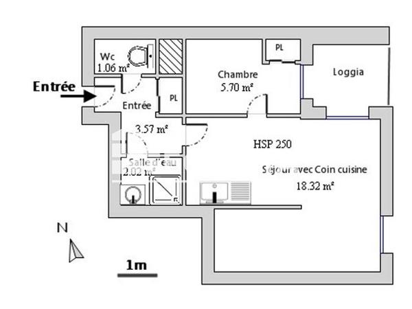 Location Studio 30.67 m² - 74 A, RUE DENFERT ROCHEREAU Lyon 69004
