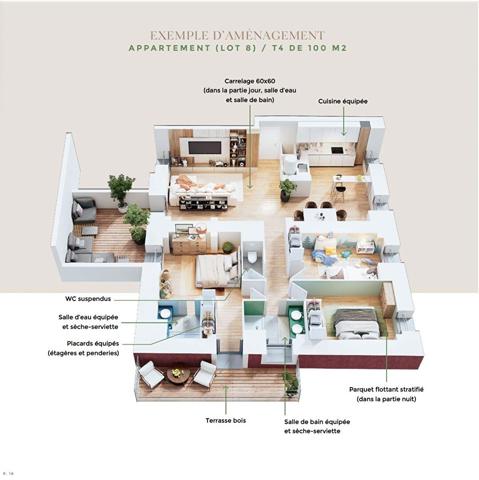 LA FRANQUI - APPARTEMENT T3 AVEC TERRASSE ET PLACE DE STATIONNEMENT