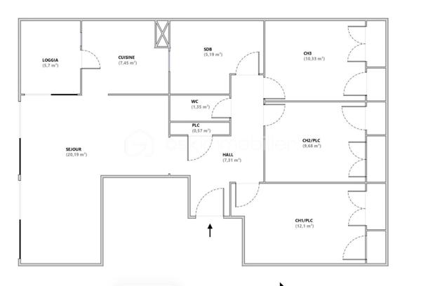 Appartement de 74 m²