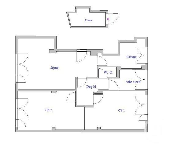 Appartement F3 à vendre  3 pièces - 62,43 m2 PARIS - 75017