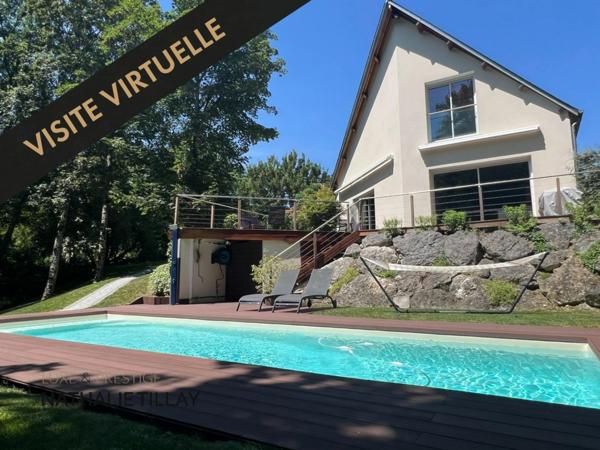 La chapelle St Mesmin, proche Orleans, maison d arrchitecte de 200 m² à vendre, piscine, vue dégagée sur les bois, terrain 1700 m²