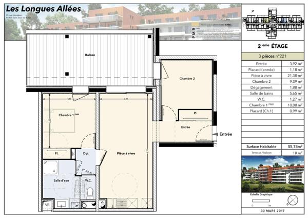 LOCATION d'un appartement F3 (56 m²) à SAINT JEAN DE BRAYE