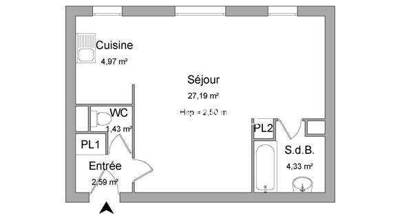 À vendre Studio 45 m² - Le Plessis-trévise 94420