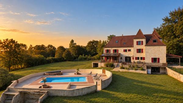 Propriété de caractère de 444 m² avec piscine et 9 012 m² de terrain à Payrac, rendement locatif avec divers possibilités d'acceuil