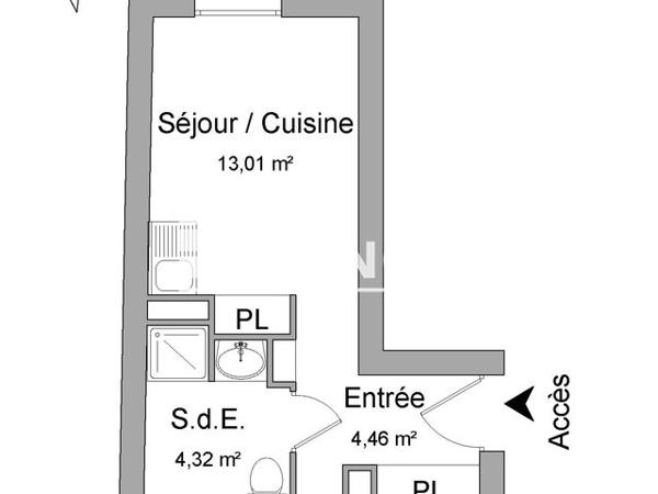 Location Studio 21.79 m² - 165 ALLEE DES AVIATEURS Toulon 83100
