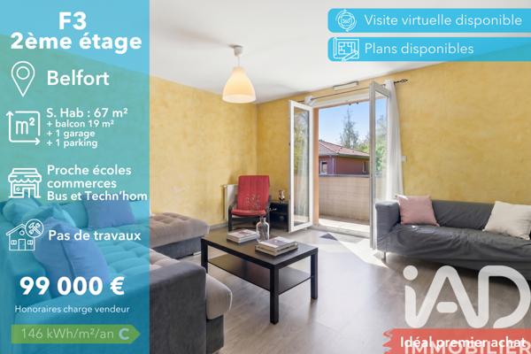 Appartement à vendre 3 pièces 66 m² Belfort