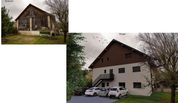 A Vallières-sur-Fier, Permis accepté pour création de Deux appartements (dont 1 duplex) avec 4 places de parking privatives.es