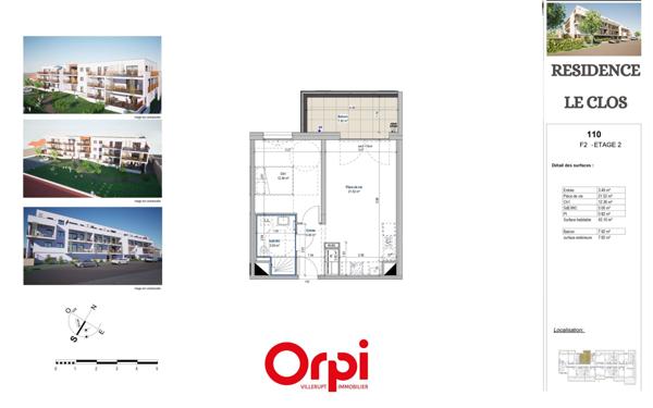 Appartement à vendre    2 pièces • 42,38 m2 Longlaville