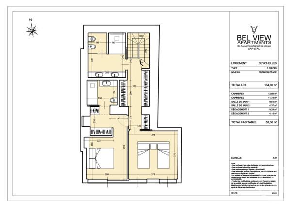Appartement F3 à vendre  3 pièces - 111 m2 CAP D AIL - 06