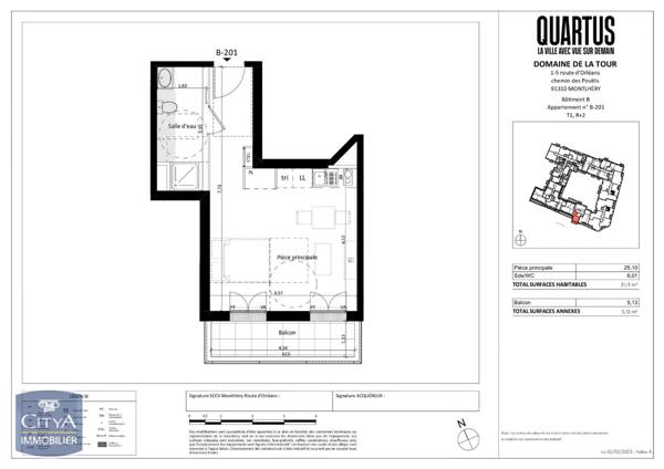 Appartement à louer 1 pièce 25.1m²