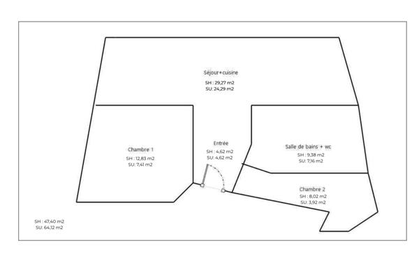 Gleizé - T2+ atypique 64 m² au sol – Dernier étage – Esprit maison avec parking