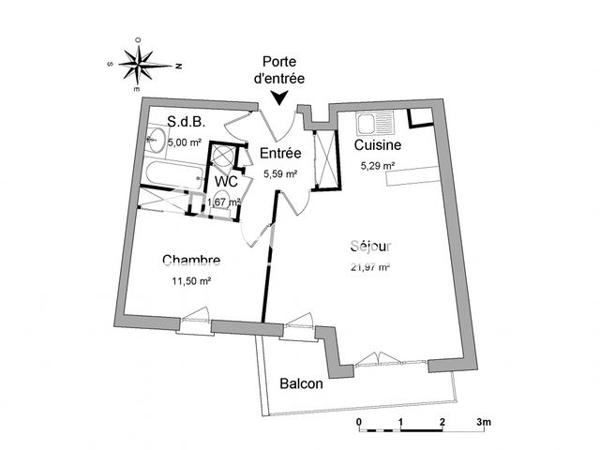 Location Appartement 2 pièces 51.02 m² - ESPACE MEDITERRANEE Perpignan 66000