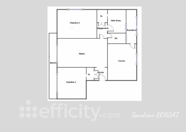 Appartement 3 pièces - 59 m² Exclusivité efficity