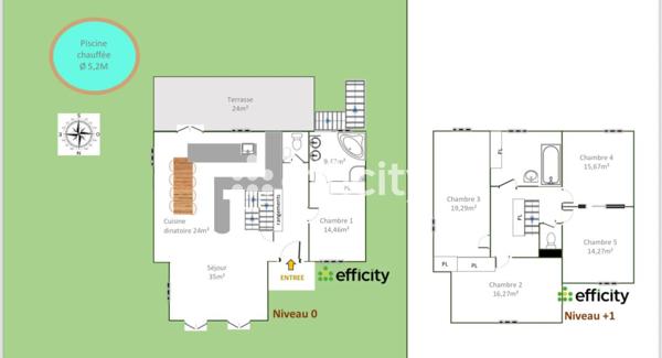 Maison 7 pièces - 160 m² Exclusivité efficity