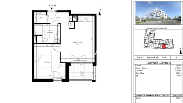 Appartement récent - 1 chambre - 39.55 m² - Vue Mer - Balcon