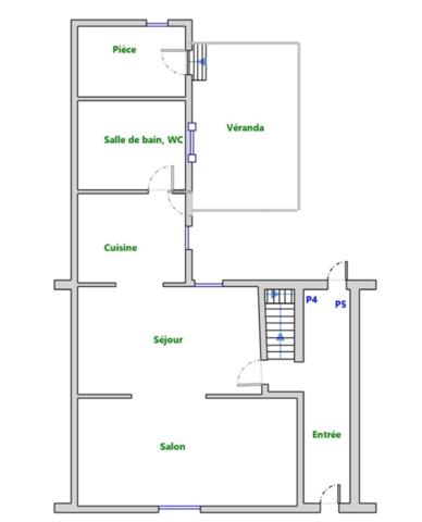 Maison de bourg des années 40 à rénover, 90m², 2 chambres et un bureau