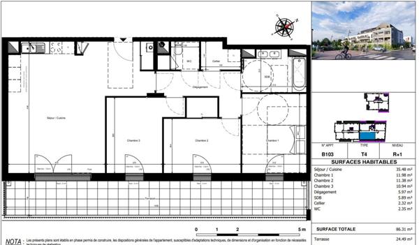 A VENDRE Appartement de type 4 en plein bourg de Saint Sylvain d'Anjou