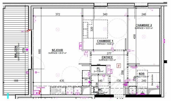 Appartement à vendre    3 pièces • 61 m2 Norroy-le-Veneur