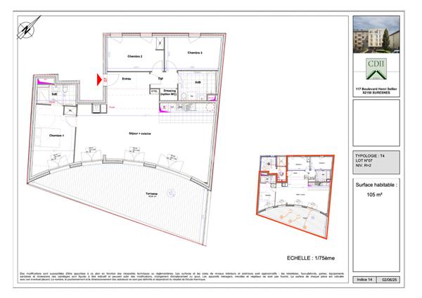 Appartement 4 pièces 104,94 m2 avec terrasse de 40m2