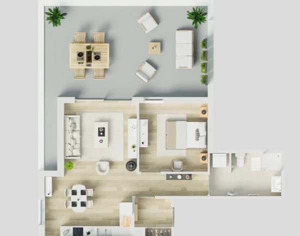 Appartement à vendre 2 pièces MONT SAINT MARTIN (54) Appt - 71m² - Terrasse 46m²