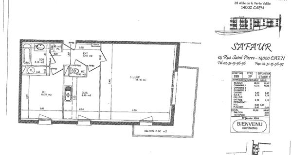 Location Appartement 2 pièces 56.95 m² - Caen 14000