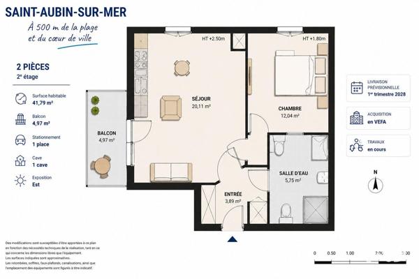 Appartement (neuf) à vendre 2 pièces 42 m² Saint-Aubin-sur-Mer