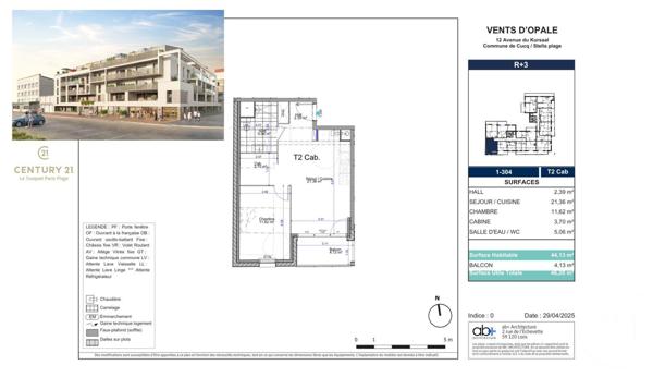 Appartement F4 à vendre  4 pièces - 80,95 m2 CUCQ - 62