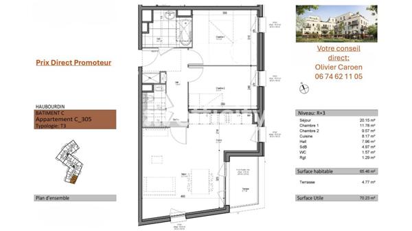 Appartement 3 pièces - 66 m²