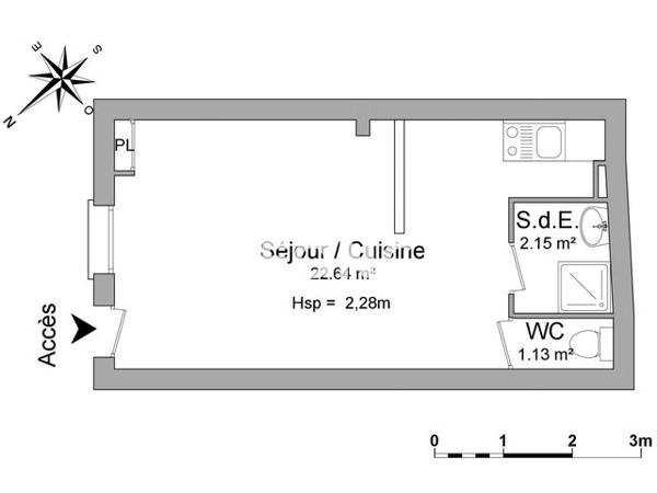 Location Studio 25.92 m² - 2 RUE DE LA TOUR Teyran 34820